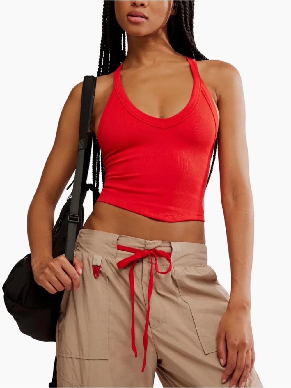 NWT Free People All Clear v neck cami in Neon Coral (XL)